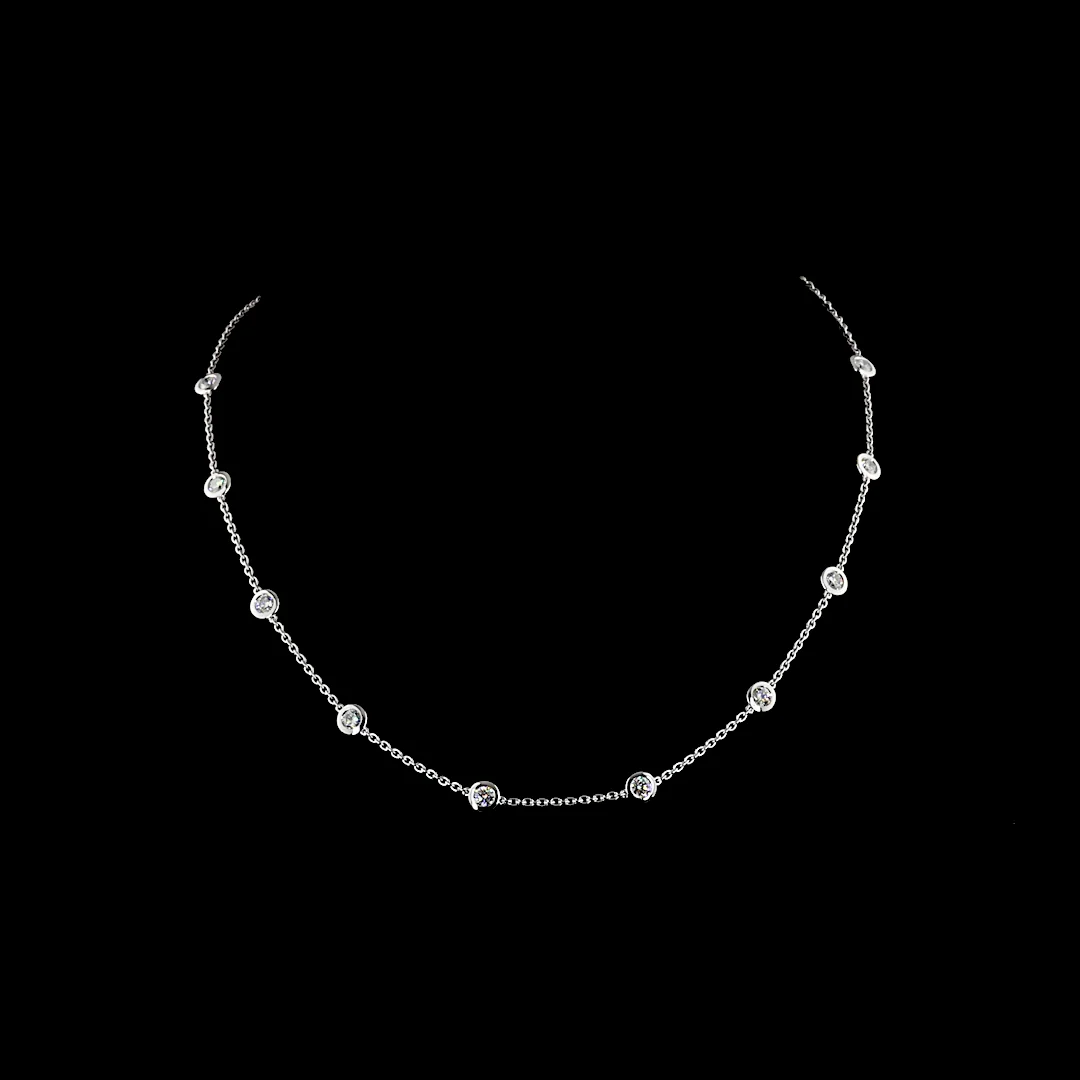 2 Cts 14k White Gold Round Shape Station Necklace