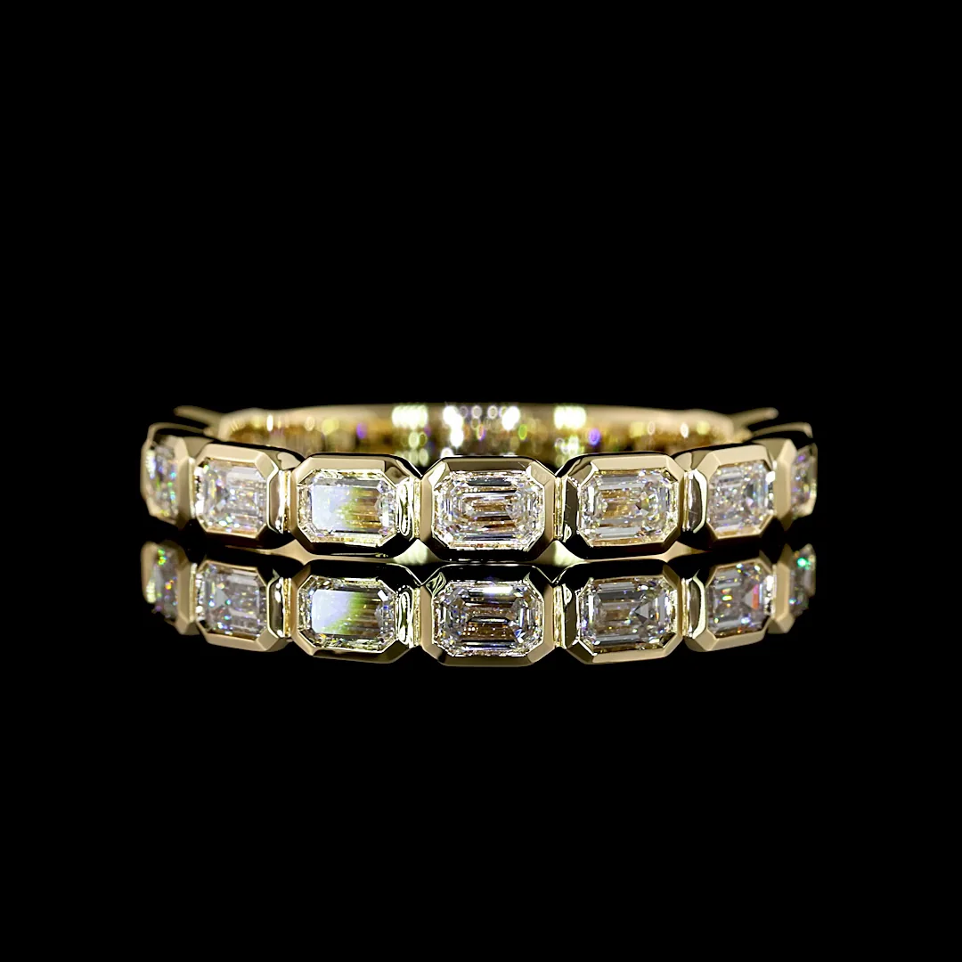1 Cts 14k Yellow Gold Emerald Shape 3/4 Band Eternity Band