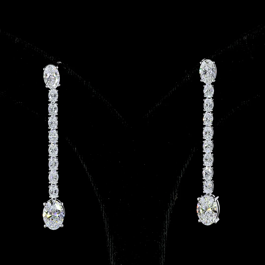 4.72 Cts 14k White Gold Oval Shape Hanging Earring