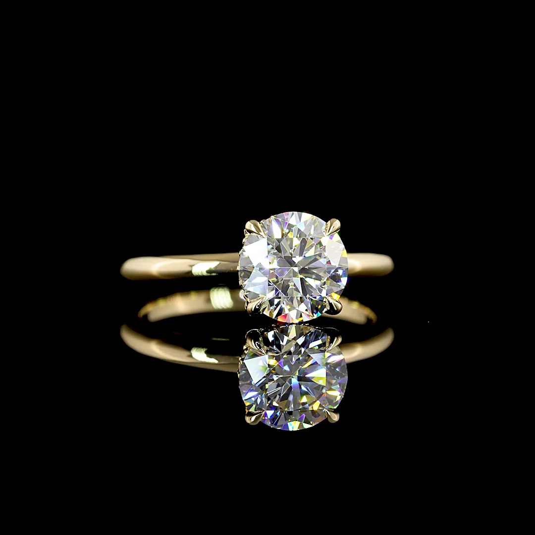 1.59 Cts 14k Yellow Gold Round Shape Hidden Halo Ring