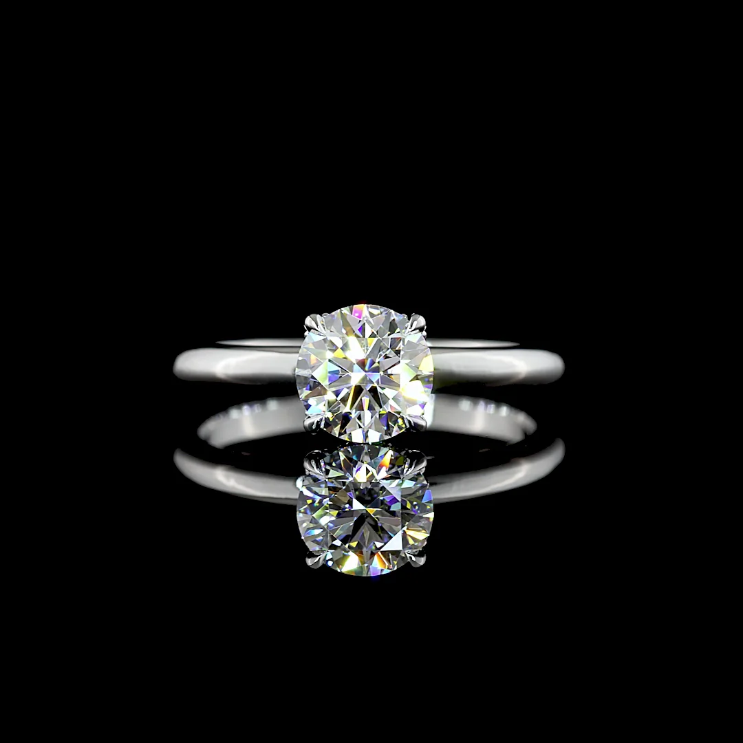 1.12 Cts 14k White Gold Round Shape Hidden Halo Ring