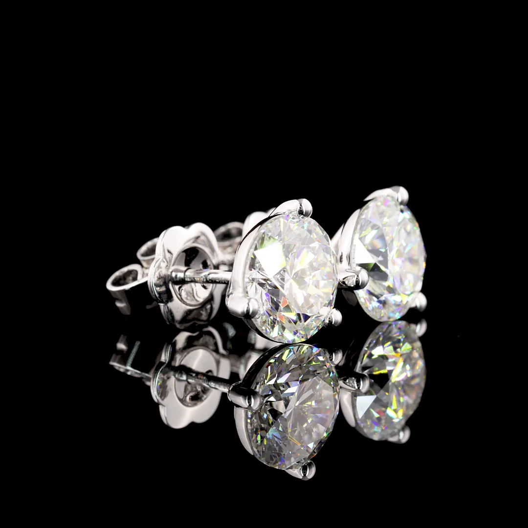 4.02 Cts 14k White Gold Round Shape Martini Earring