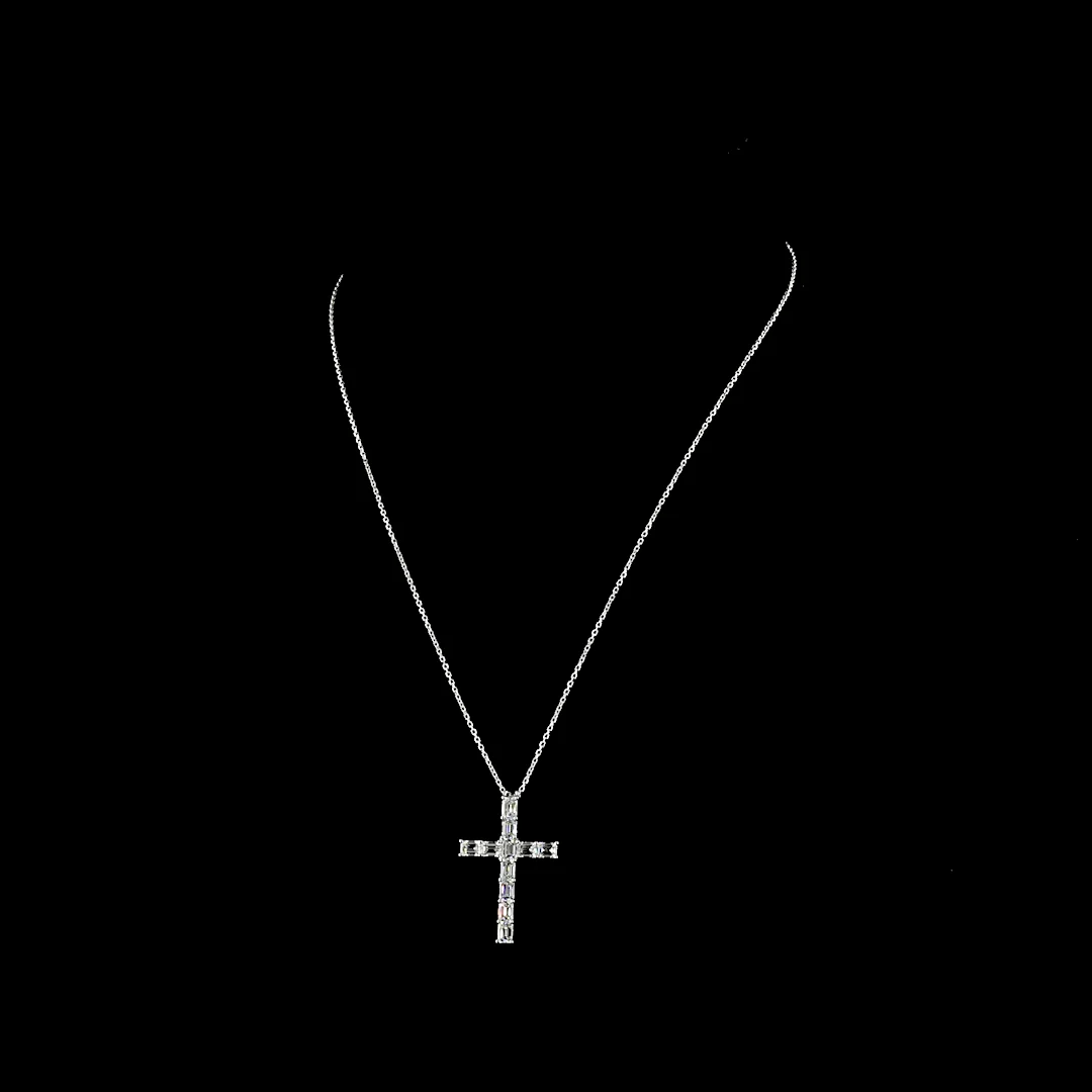 2.17 Cts 14k White Gold Emerald Shape Symbol Pendant