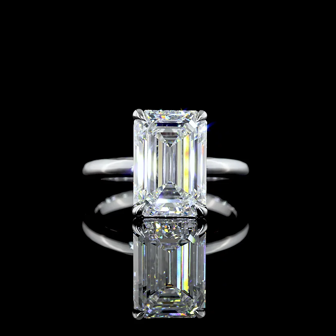 5.08 Cts 14k White Gold Emerald Shape Solitaire Ring
