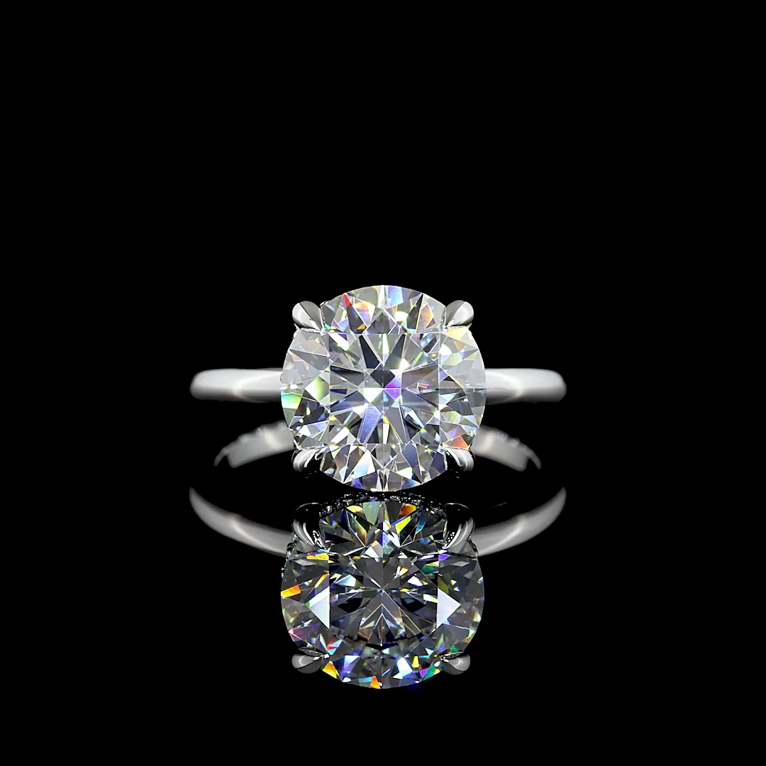 4.1 Cts 14k White Gold Round Shape Hidden Halo Ring
