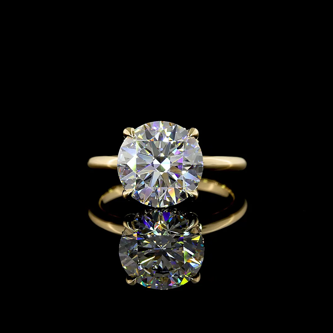 4.16 Cts 14k Yellow Gold Round Shape Hidden Halo Ring