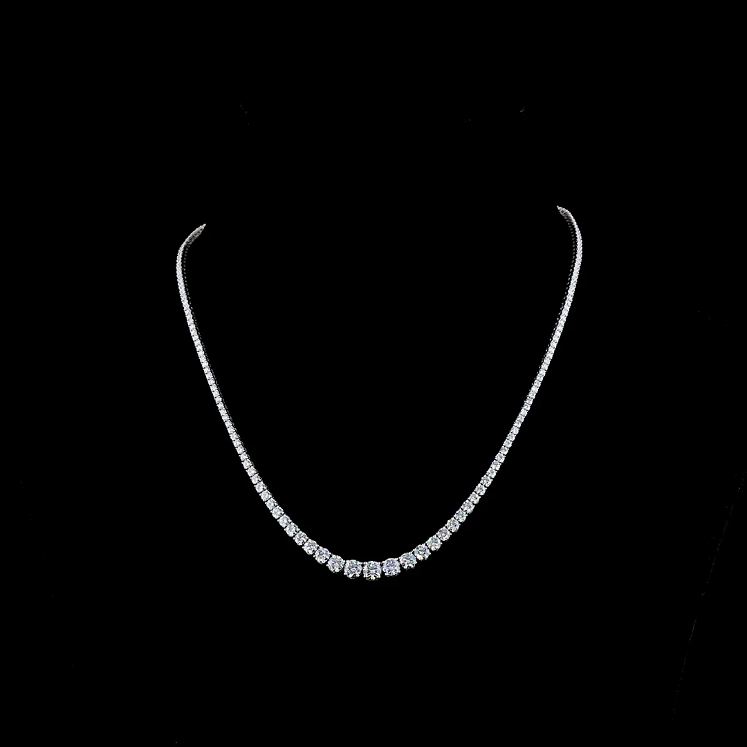 10.21 Cts 14k White Gold Round Shape Riviera Necklace