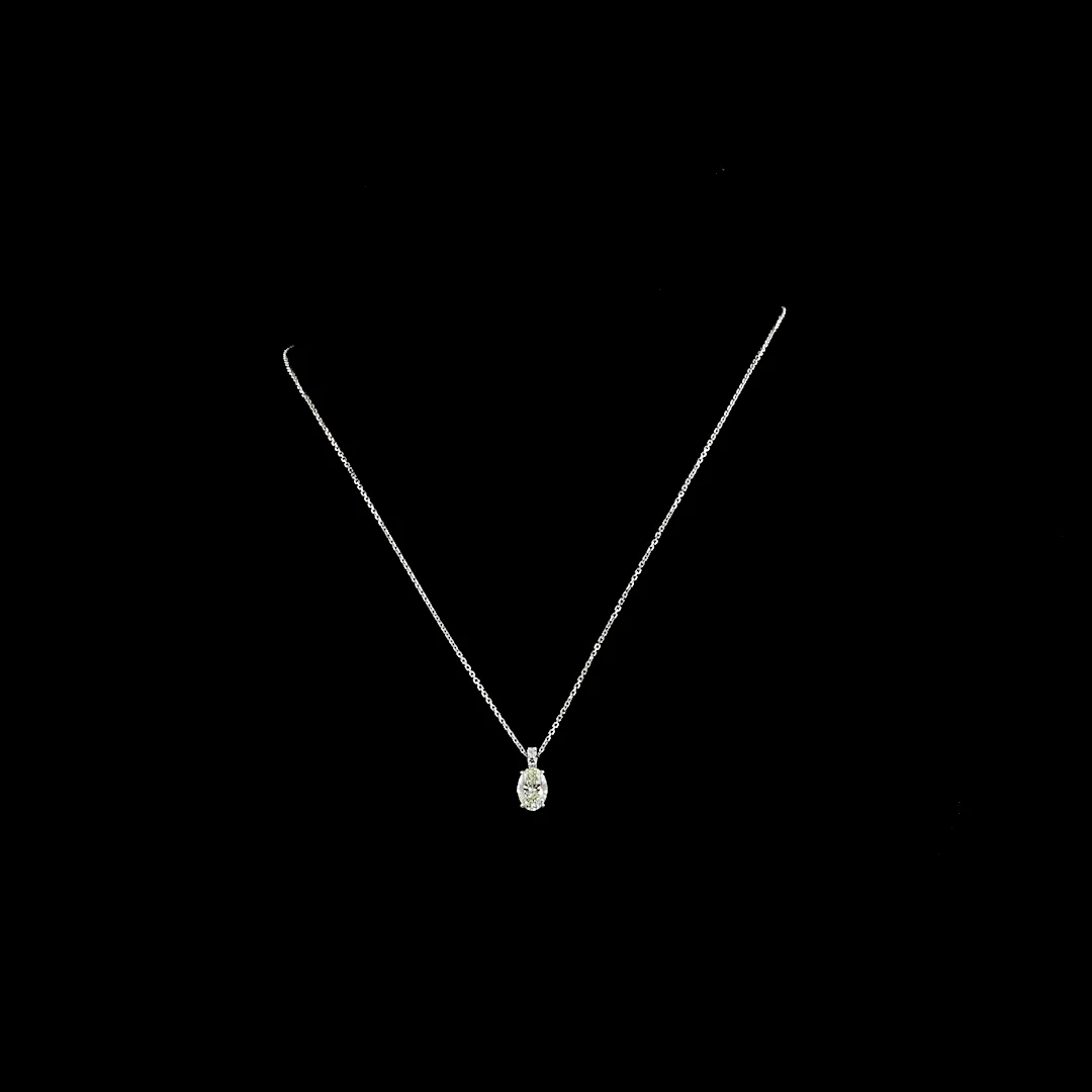 1.09 Cts 14k White Gold Oval Shape Pendant Pendant