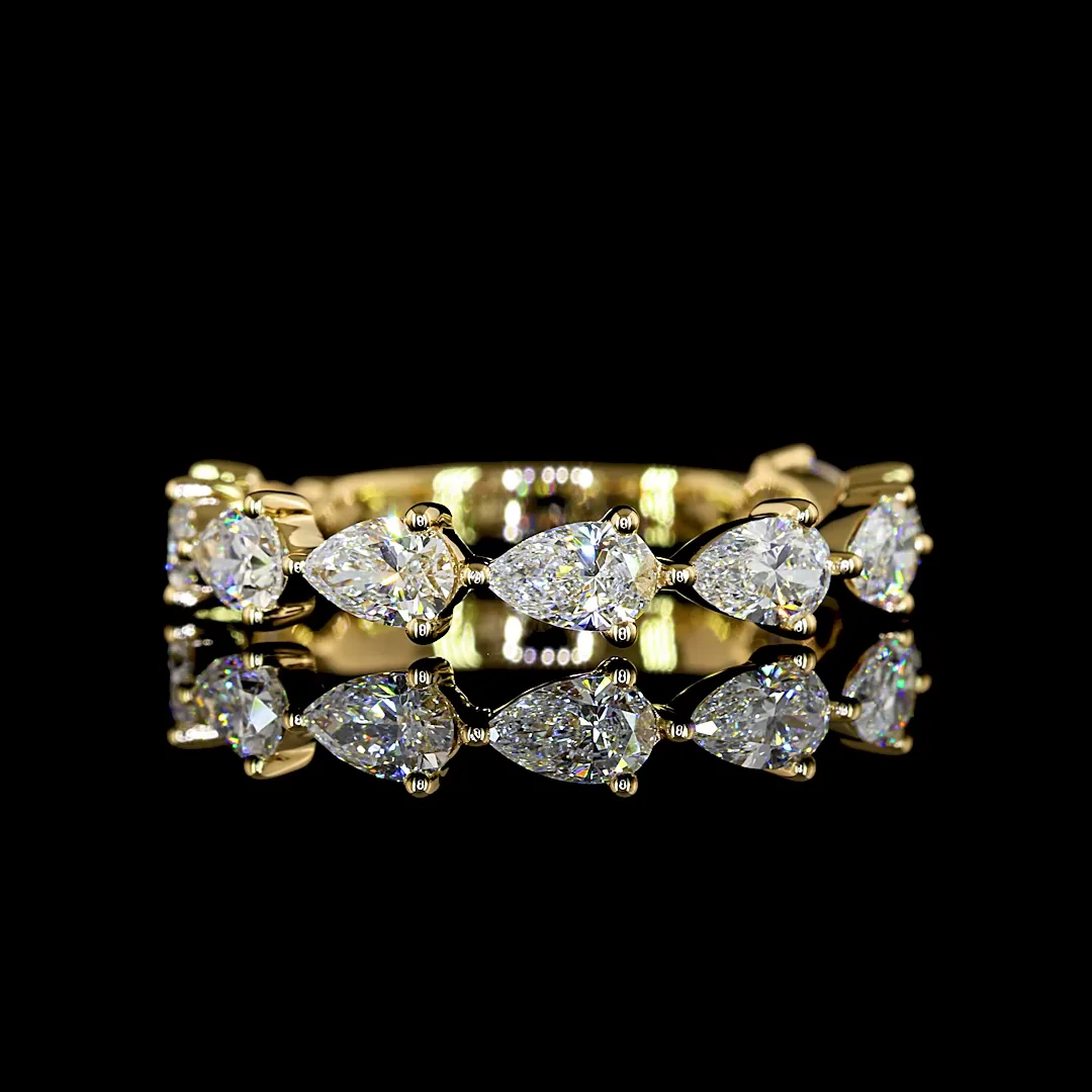 1.24 Cts 18k Yellow Gold Pear Shape Eternity Band Eternity Band