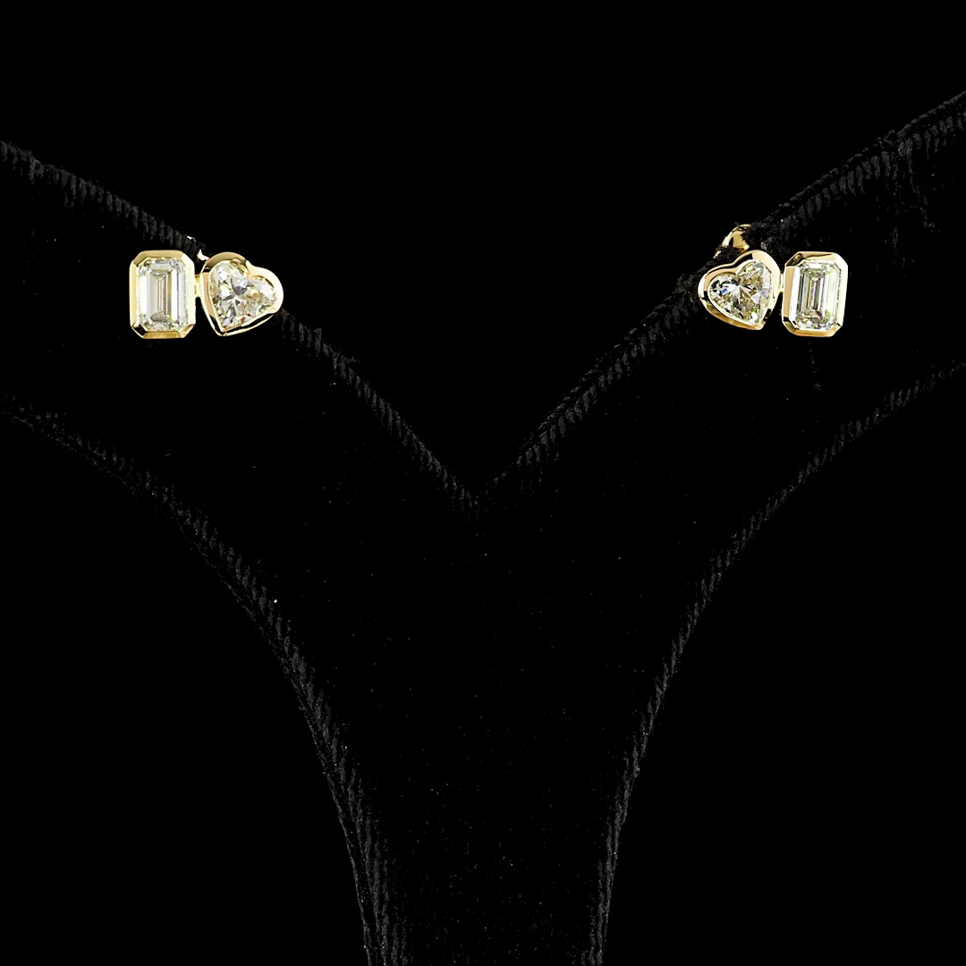 1.78 Cts 14k Yellow Gold Mix Shape Studs Earring
