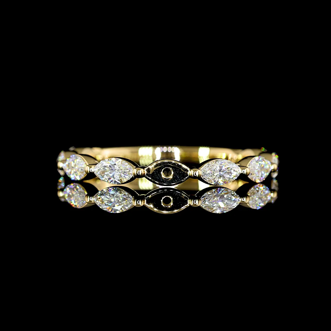 0.71 Cts 18k Yellow Gold Marquise Shape 3/4 Band Eternity Band