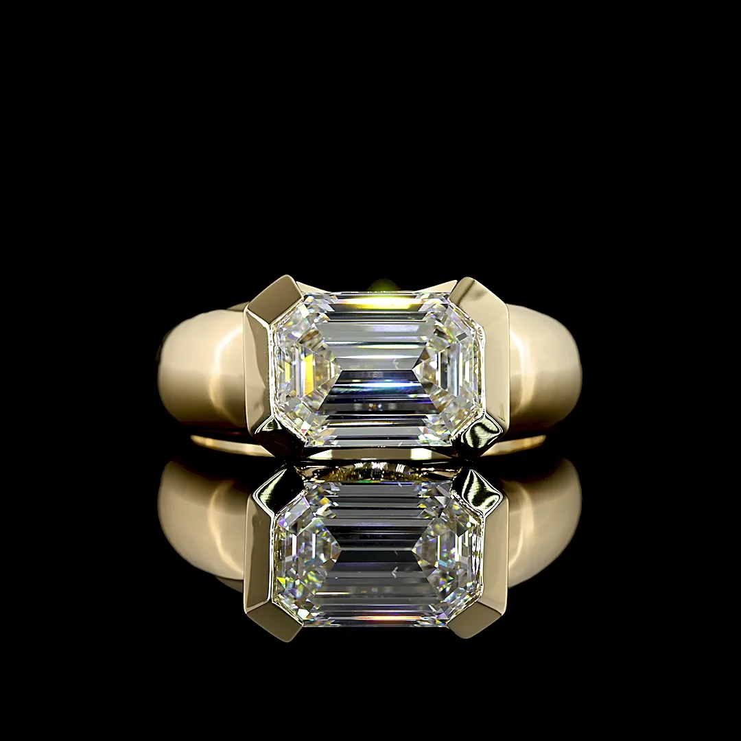 3.01 Cts 14k Yellow Gold Emerald Shape Solitaire Ring