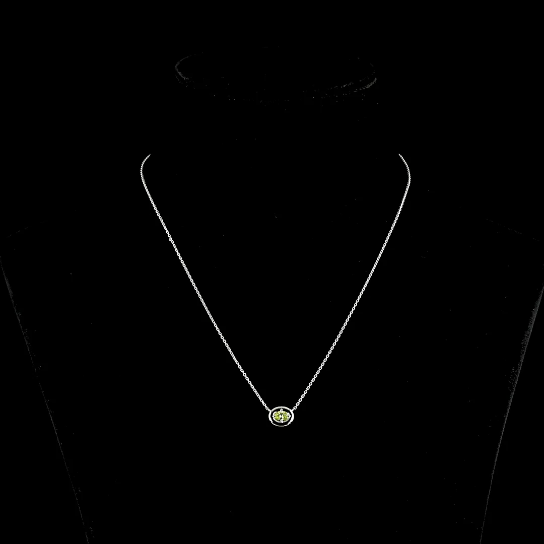 0.28 Cts 14k White Gold Oval Shape Solitaire Necklace