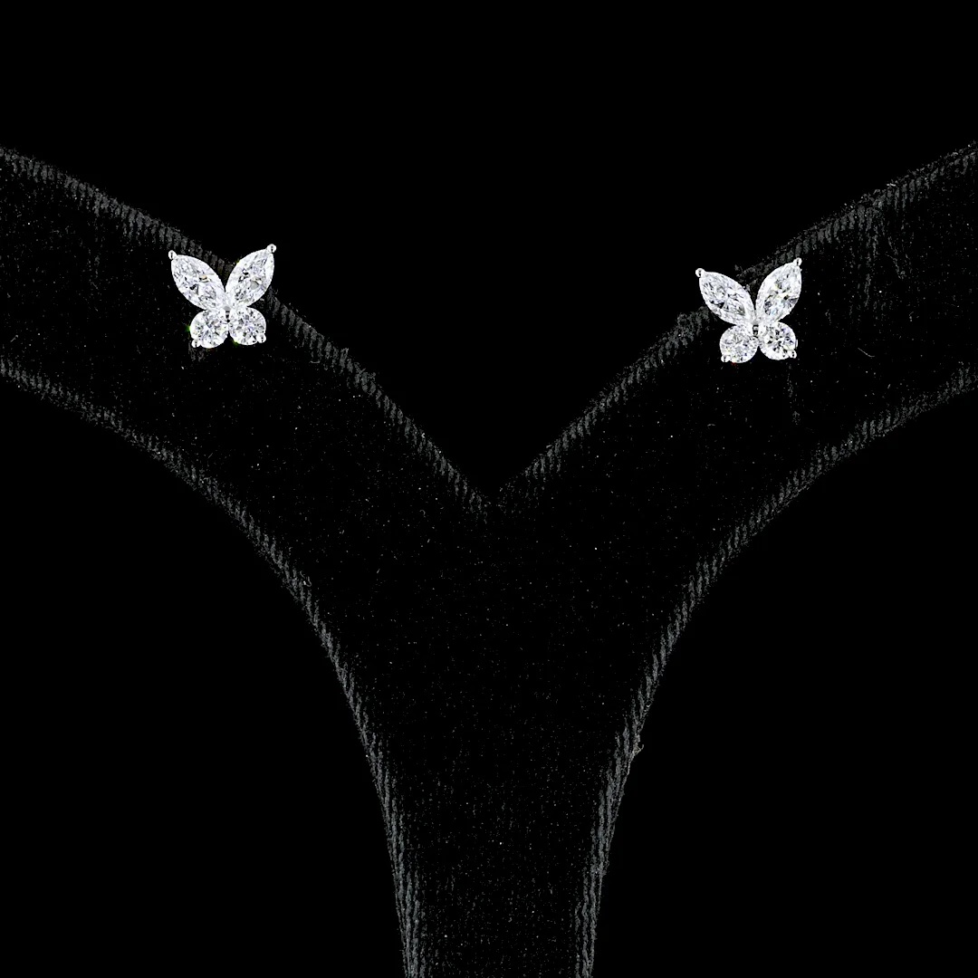 1.17 Cts 14k White Gold Mix Shape Studs Earring