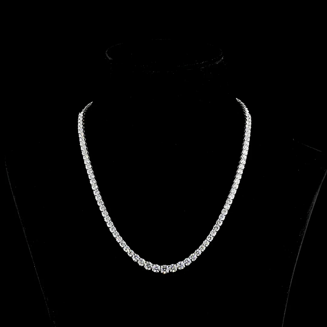 15.79 Cts 14k White Gold Round Shape Riviera Necklace