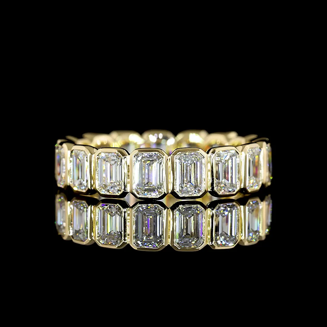 3.99 Cts 14k Yellow Gold Emerald Shape Eternity Band Eternity Band