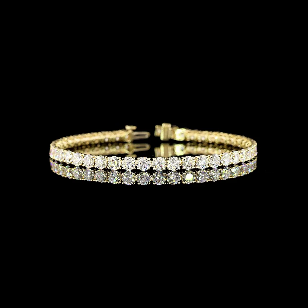 10.61 Cts 14k Yellow Gold Round Shape Tennis Bracelet