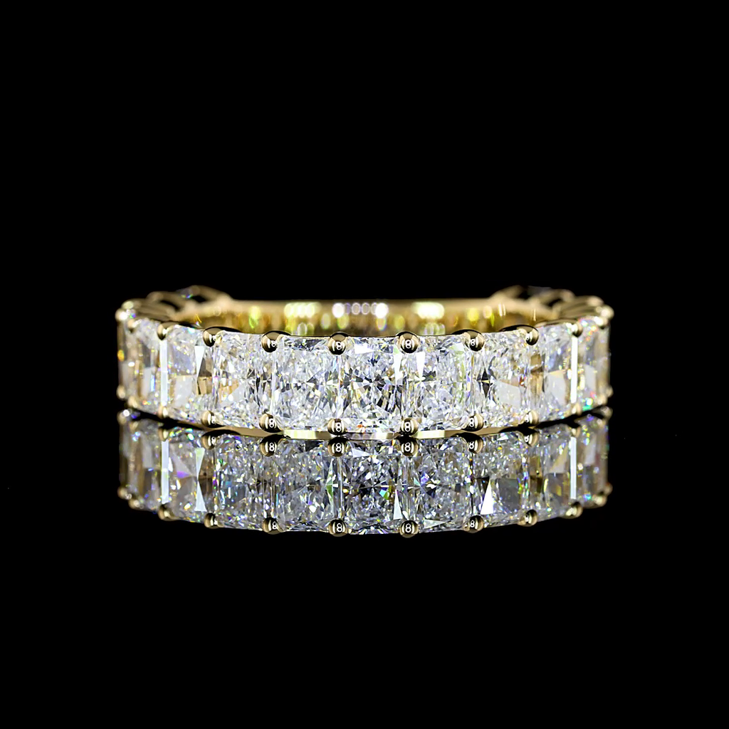 2.99 Cts 14k Yellow Gold Radiant Shape 3/4 Band Eternity Band