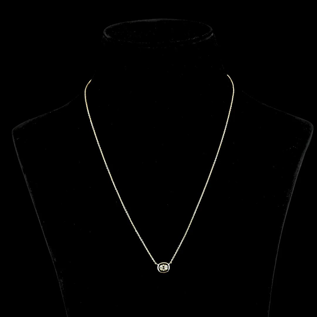 0.25 Cts 14k Yellow Gold Antique Cushion Shape Solitaire Pendant