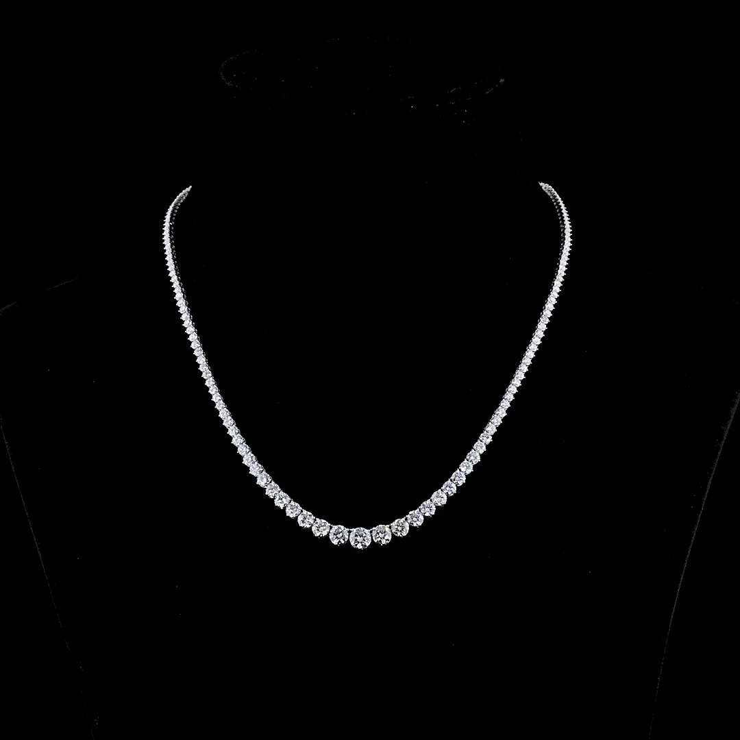 9.9 Cts 14k White Gold Round Shape Riviera Necklace