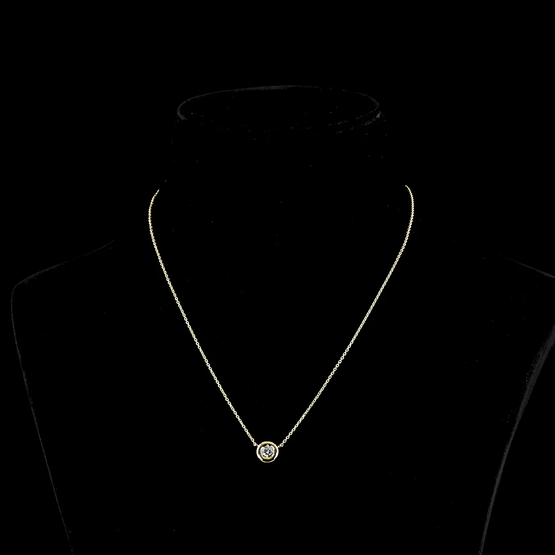 0.26 Cts 14k Yellow Gold Round Shape Solitaire Pendant