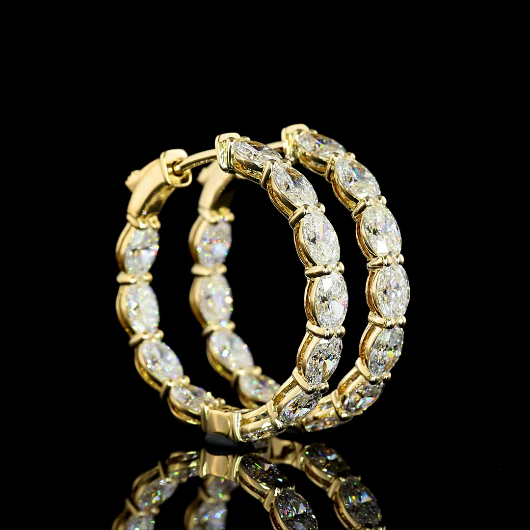 4.88 Cts 14k Yellow Gold Oval Shape Hoops Earring