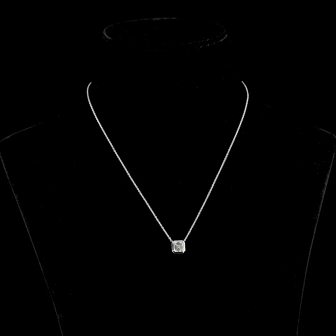 1.34 Cts 14k White Gold Asscher Shape Solitaire Pendant