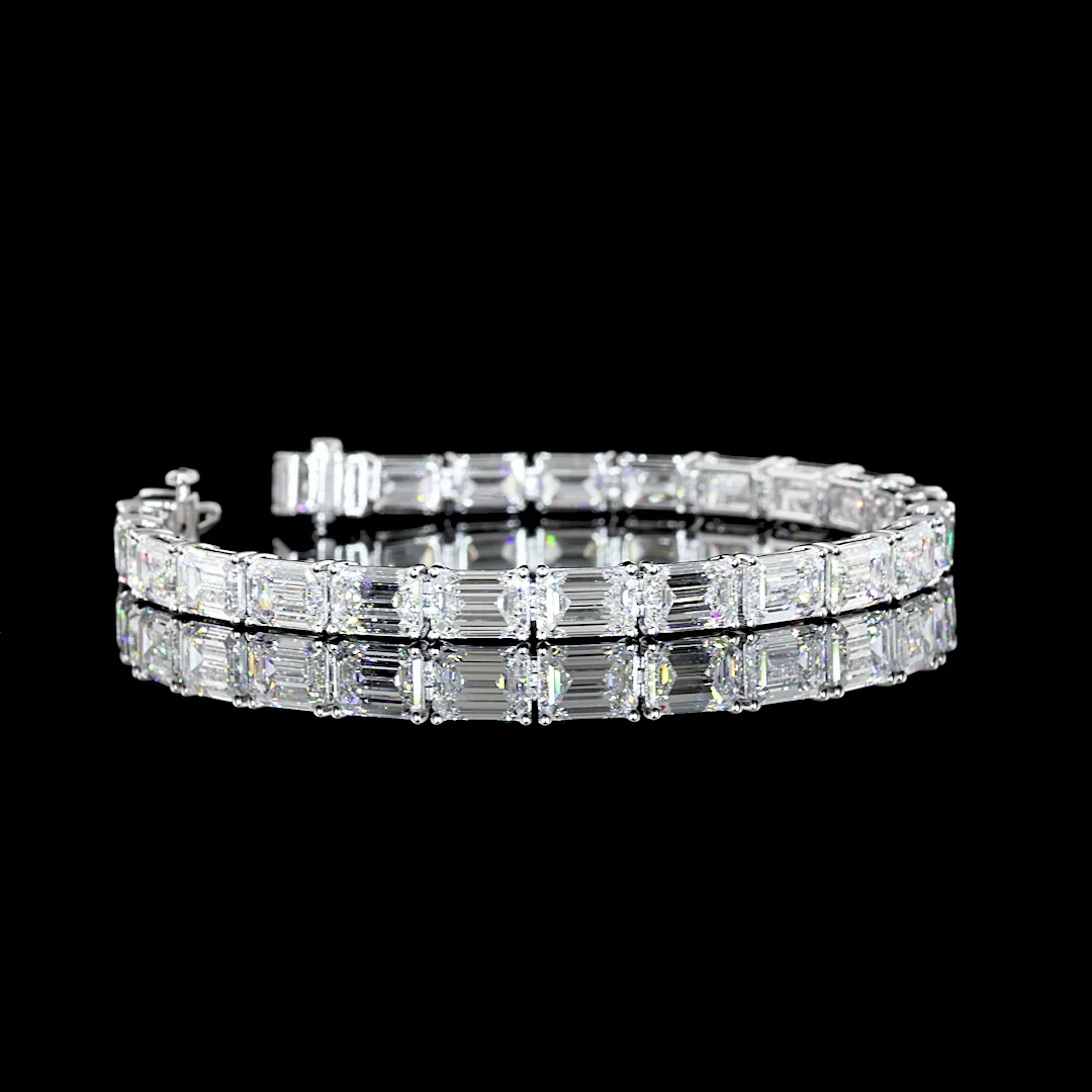 24.55 Cts 14k White Gold Emerald Shape Tennis Bracelet