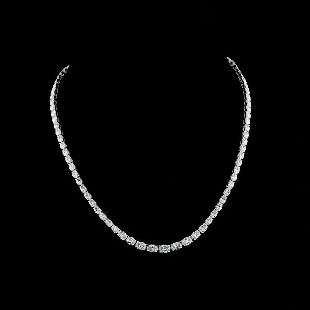 12.56 Cts 14k White Gold Oval Shape Riviera Necklace