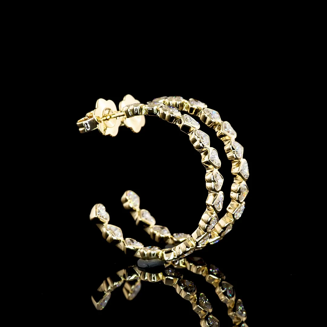 3.34 Cts 14k Yellow Gold Heart Shape C Hoops Earring
