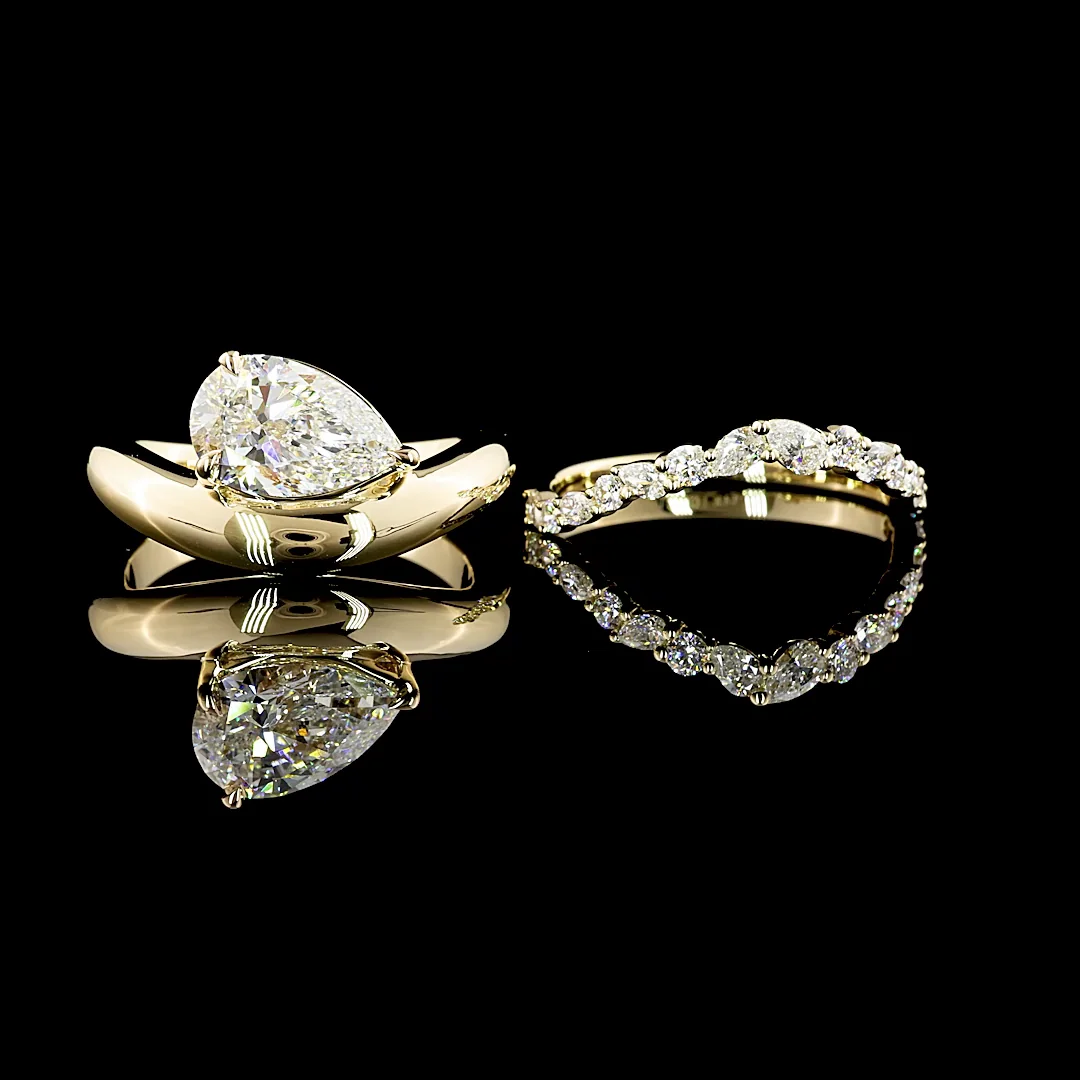 1.57 Cts 14k Yellow Gold Pear Shape Solitaire Ring