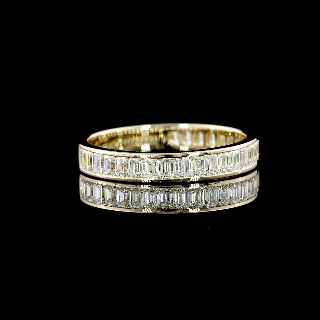 0.97 Cts 14k Yellow Gold Emerald Shape 3/4 Band Eternity Band