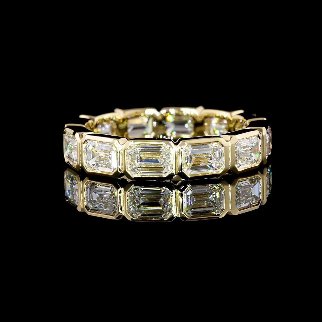 2.98 Cts 14k Yellow Gold Emerald Shape Eternity Band Eternity Band