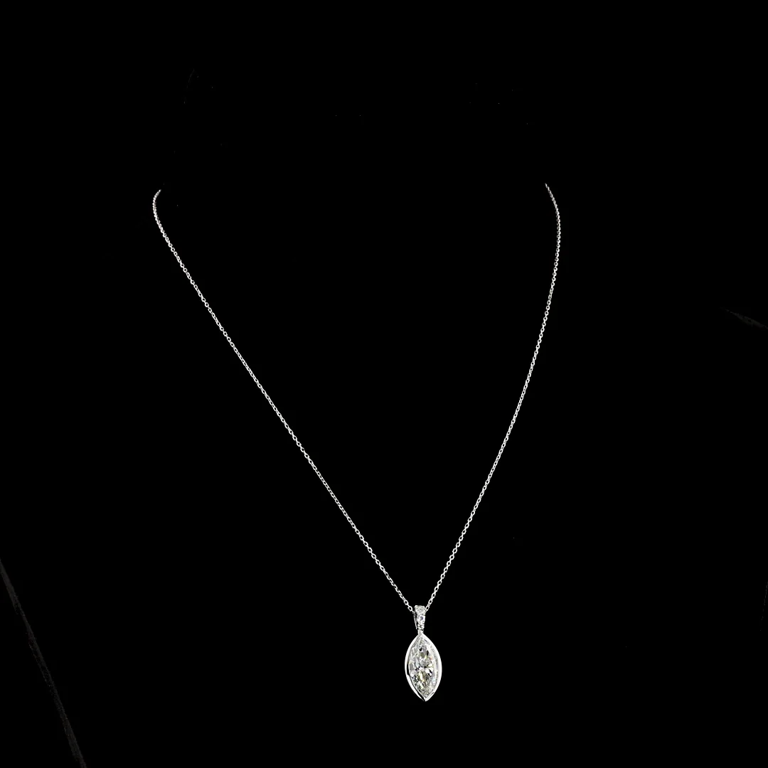 2.62 Cts 14k White Gold Marquise Shape Pendant Pendant