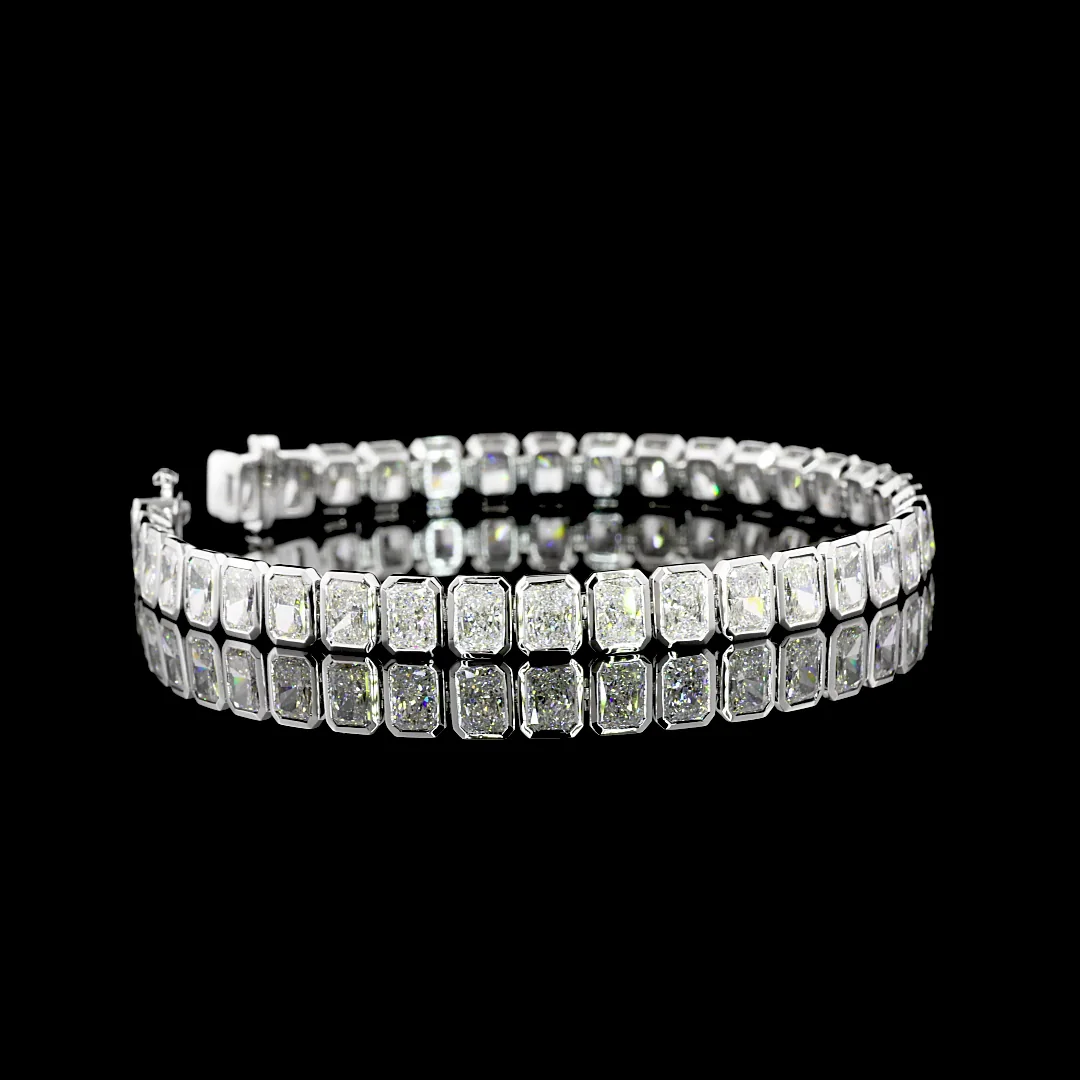 15.01 Cts 14k White Gold Radiant Shape Tennis Bracelet