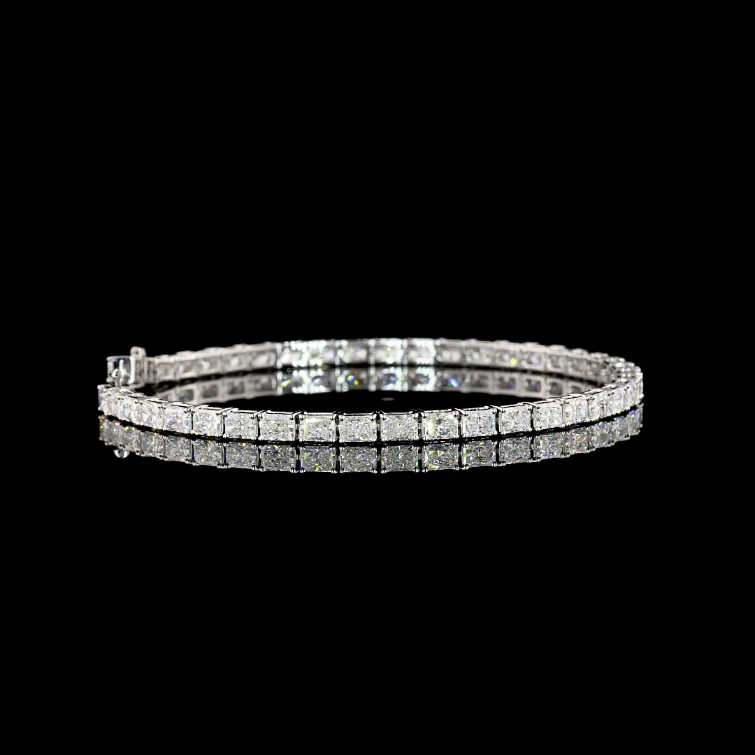 7 Cts 14k White Gold Radiant Shape Tennis Bracelet