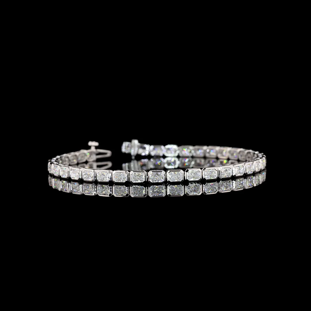 5.01 Cts 14k White Gold Radiant Shape Tennis Bracelet