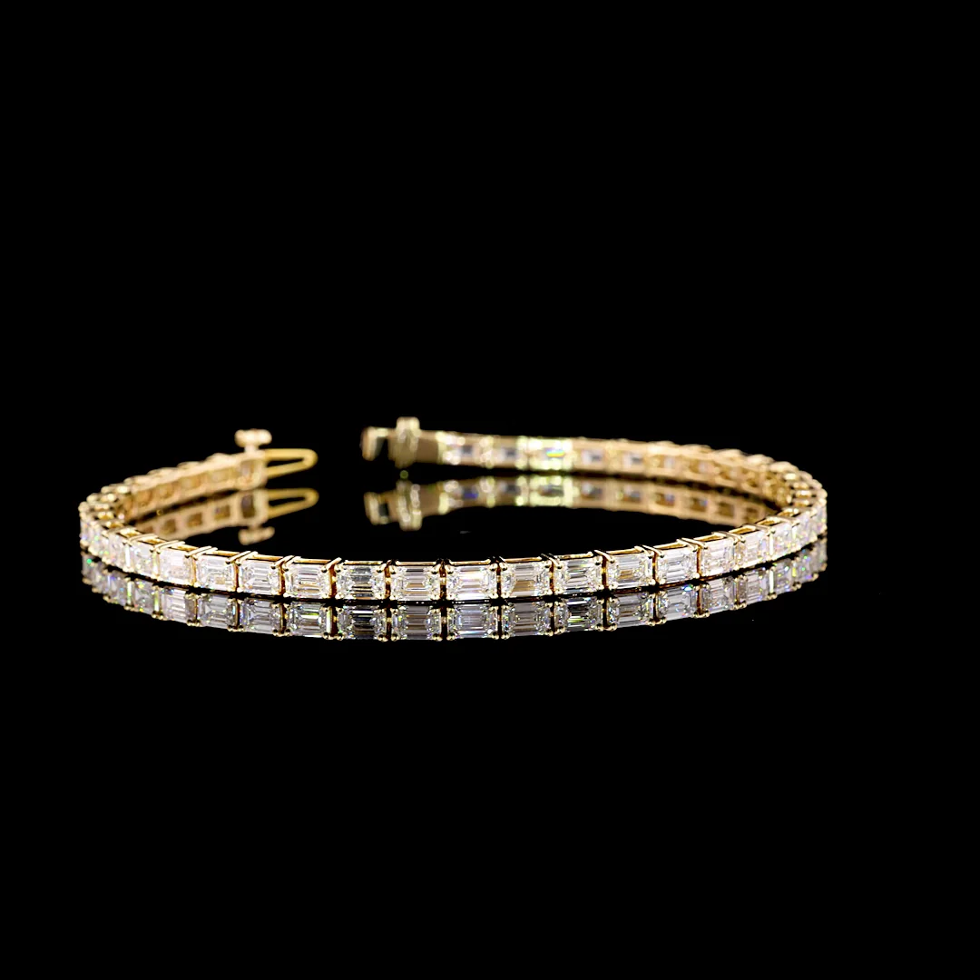 6.87 Cts 14k Yellow Gold Emerald Shape Tennis Bracelet