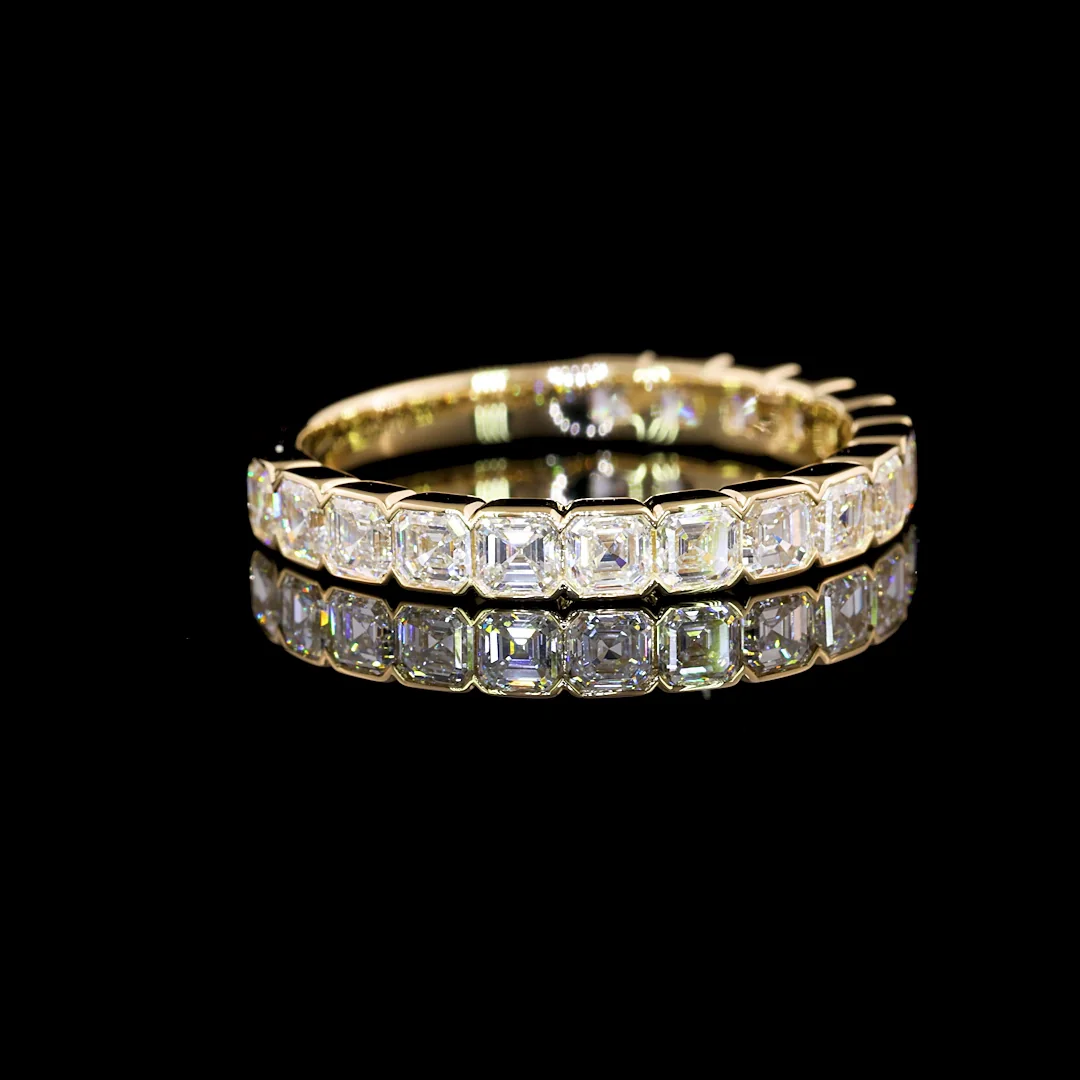 1.51 Cts 14k Yellow Gold Asscher Shape Half Eternity Eternity Band