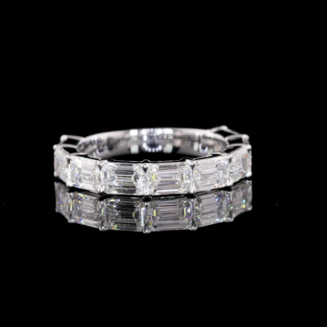 2.8 Cts 14k White Gold Emerald Shape Half Eternity Eternity Band