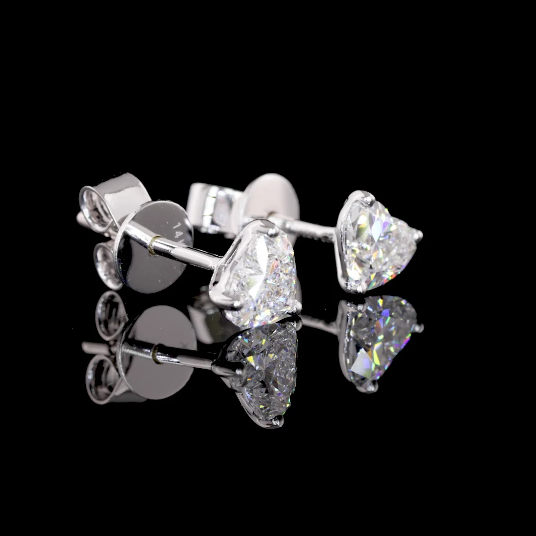 0.84 Cts 14k White Gold Heart Shape Studs Earring