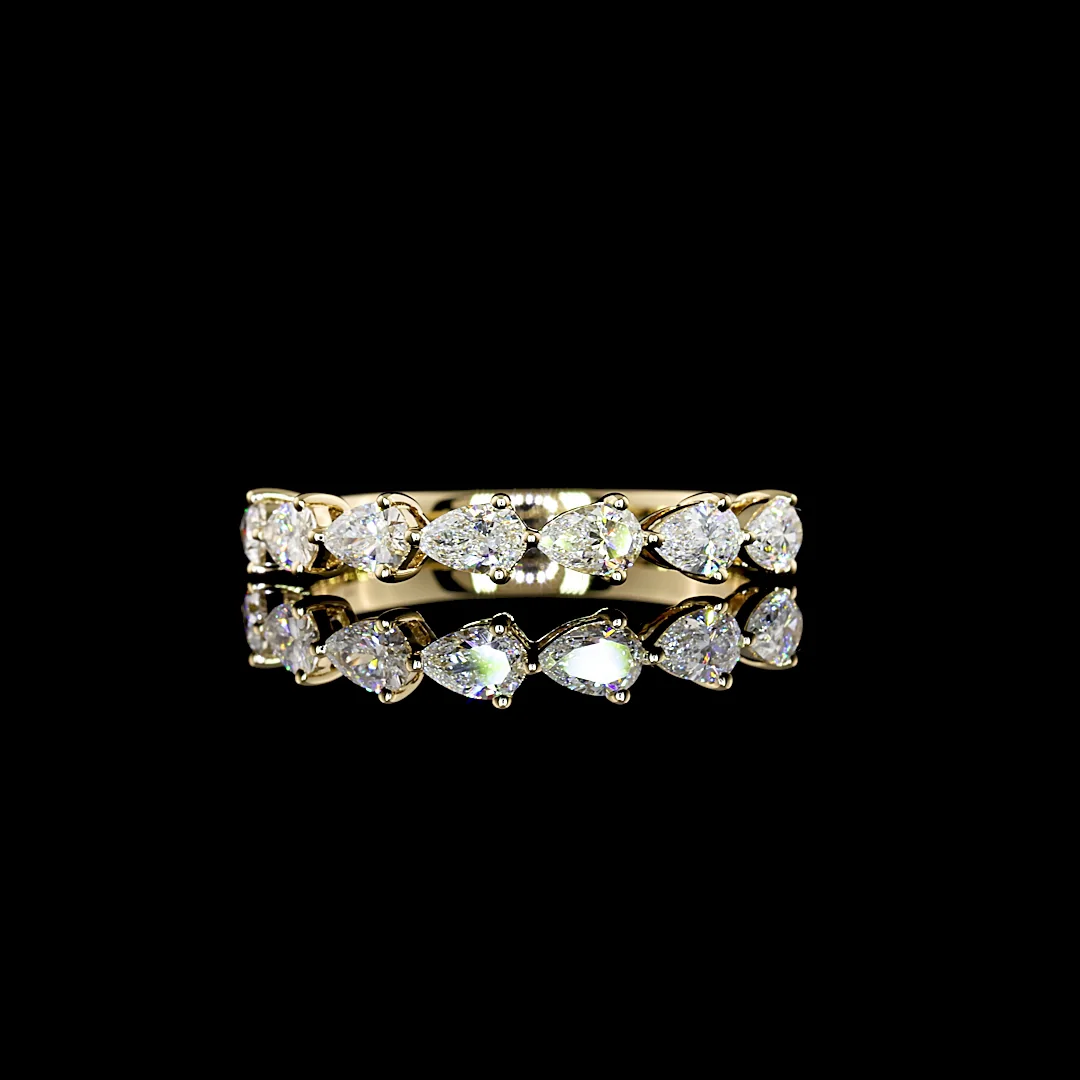 0.73 Cts 14k Yellow Gold Pear Shape Half Eternity Eternity Band