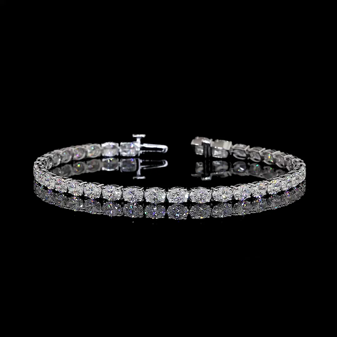 7.59 Cts 14k White Gold Oval Shape Tennis Bracelet