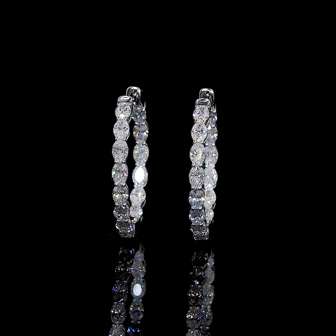 3.12 Cts 14k White Gold Oval Shape Hoops Earring