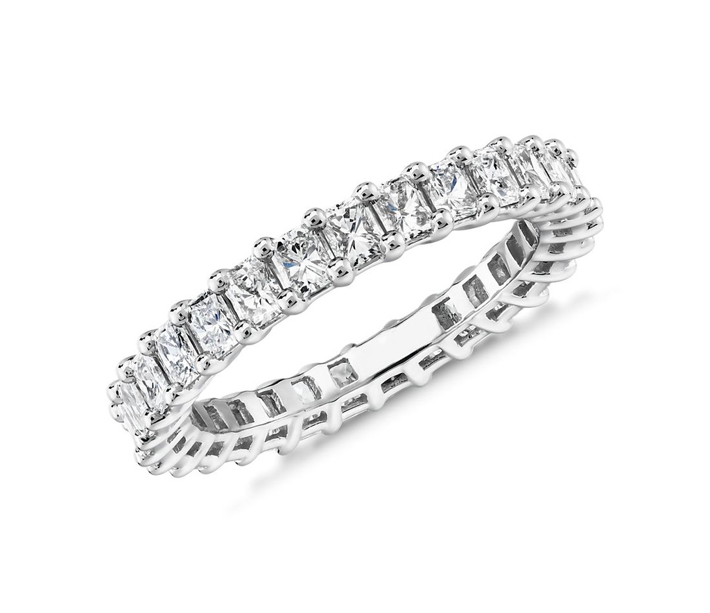 0.72 Cts 14k White Gold Radiant Shape Double Halo Pendant