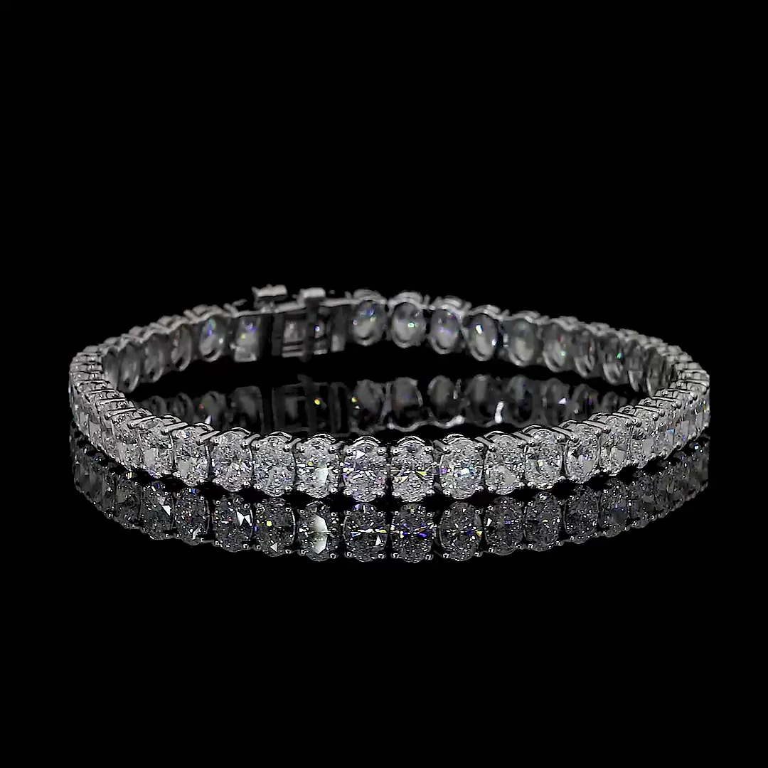 5.03 Cts 14k White Gold Oval Shape Tennis Bracelet