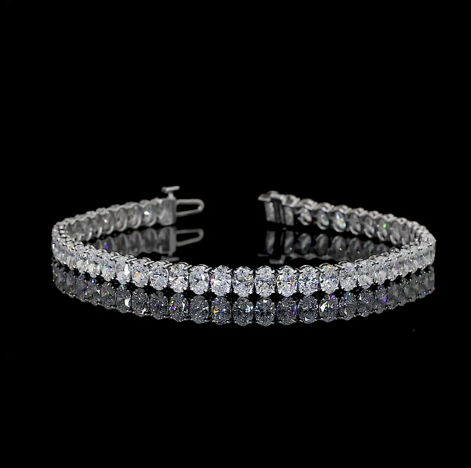 5.48 Cts 14k White Gold Oval Shape Tennis Bracelet