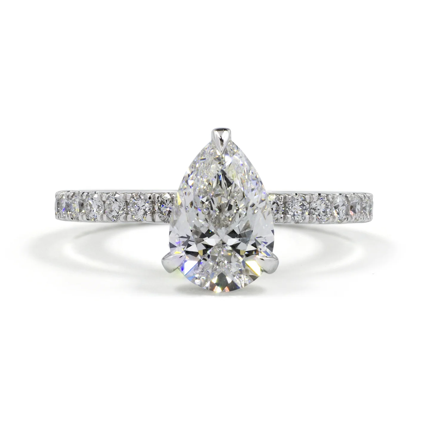 9.72 Cts 14k White Gold Pear Shape Hidden Halo Ring