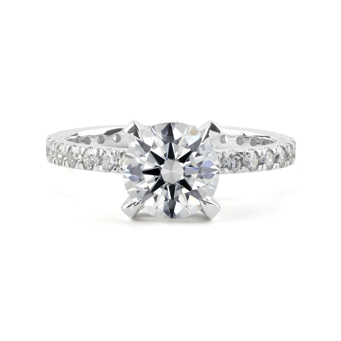 8.8 Cts 14k White Gold Round Shape Hidden Halo Ring