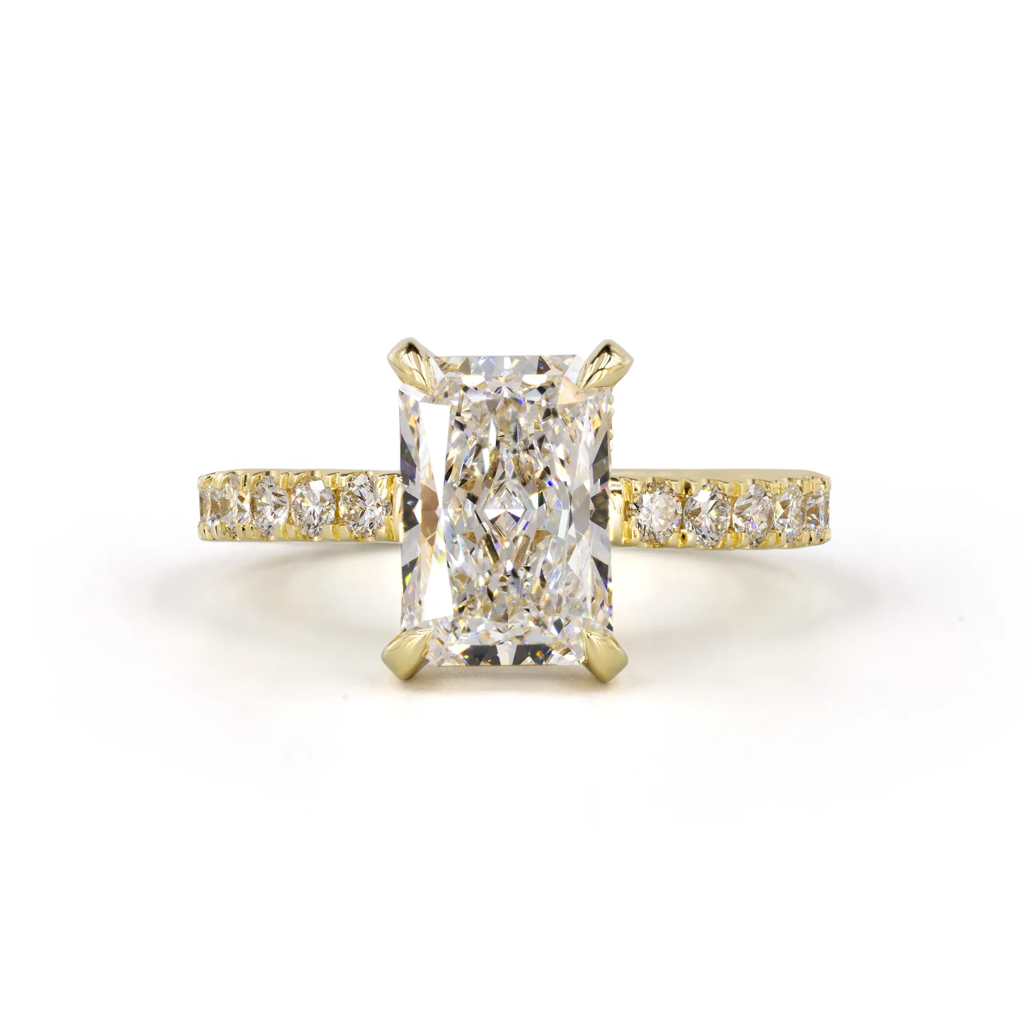 4.58 Cts 14k Yellow Gold Radiant Shape Hidden Halo Ring